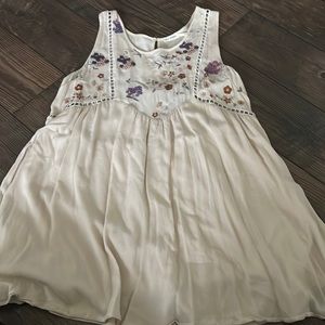 Blu Pepper blouse- tan with embroidery, size M